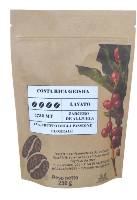 Caffè Specialty in grani Costa Rica Geisha Washed 250 gr Mister Caffè