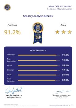 2024: Superior Taste Award - International Taste Institute Bruxelles - Caffè 45° Parallelo - 2