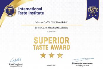 2022: Superior Taste Award, International Taste Institute Bruxelles - Caffè 45° Parallelo